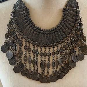 Free People Child of Wild Antalya Coin Statement Necklace Bronze